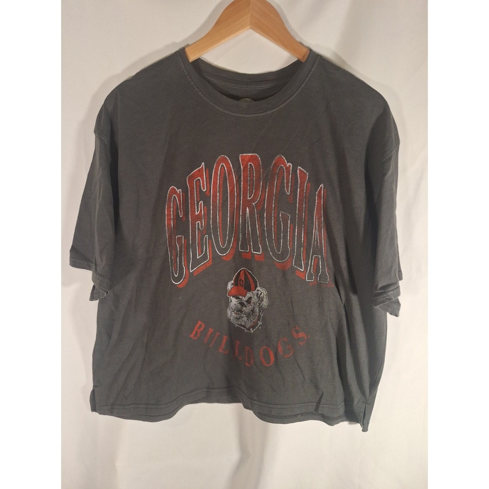 Rivalry Threads Georgia Bulldogs Cropped Graphic Tee Charcoal Gray Women M 8/10